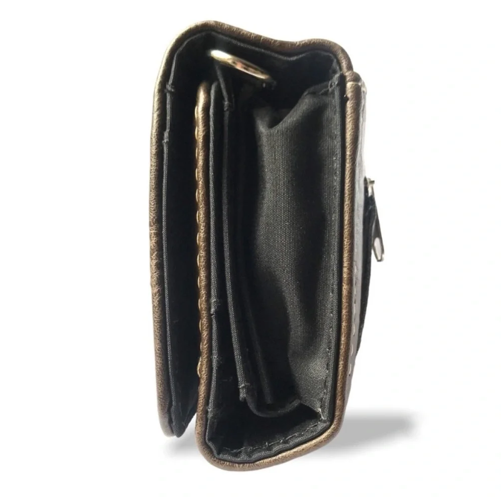 1️⃣LEFT New Hand Tooled Western Turquoise Silver Stud Wristlet Wallet Clutch Bag - Picture 5 of 8